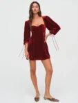 Velvet square neck bodycon mini dress.webp