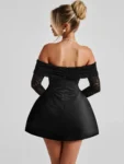Off-Shoulder Lace Long Sleeve Mini Dress