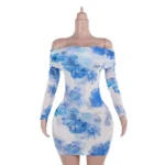 Blue Floral Off-Shoulder Mini Dress.webp