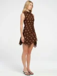 sleeveless polka dot mini dress for women