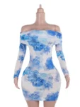Blue Floral Off-Shoulder Mini Dress.webp