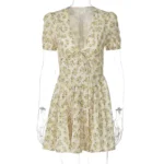 Floral Deep V-Neck A-Line Mini Dress