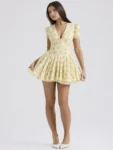 Yellow floral A-line mini dress.webp