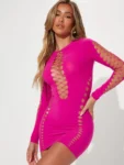Black hollow out mini dress.webp