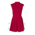 Red High Collar Mini Dress.webp