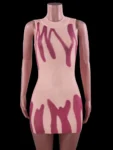 Lace-Up Print Mini Tank Dress Pink