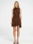 sleeveless polka dot mini dress for women