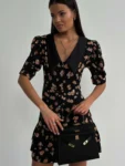 Vintage White Floral Dress – Puff Sleeve & Ruffled Hem Elegant Outfit