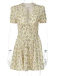 Floral Deep V-Neck A-Line Mini Dress