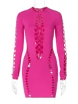 Black hollow out mini dress.webp