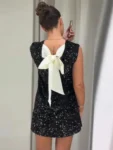 Silver Sequin Bow Mini Dress.webp