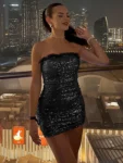 sequins off-shoulder mini dress for women