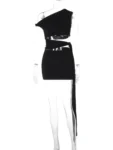 Hollow Out Black Mini Dress Front
