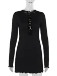 Black Hollow-Out Mini Dress