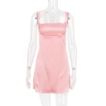 Satin Pink Mini Dress Back.webp