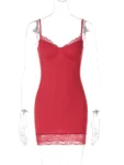 Lace bodycon mini dress front view.webp