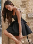 Elegant Backless Bow Mini Dress Pink.webp