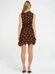 sleeveless polka dot mini dress for women