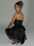 Strapless Sequin Black Mini Party Dress