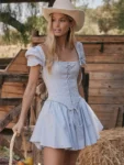 Blue Puff Sleeve Mini Dress.webp