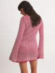Striped Knit Mini Dress Street Look