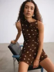 sleeveless polka dot mini dress for women