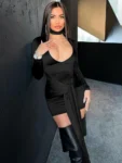 Metallic Silver Ruched Bodycon Mini Dress Front