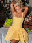Yellow A-line Backless Mini Dress.webp