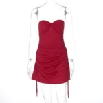 Strapless Red Ruched Mini Dress.webp