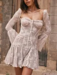 Lace Long Sleeve Mini Dress