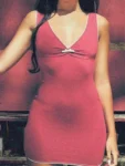 Wine Red Mini Dress Front.webp