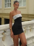 Lace strapless bodycon mini dress front.webp