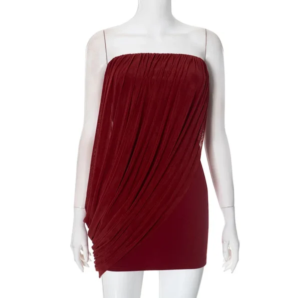 Strapless mesh mini dress displayed on mannequin