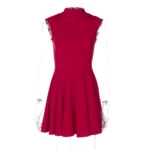 Red High Collar Mini Dress.webp