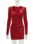 Red velvet bodycon mini dress.webp