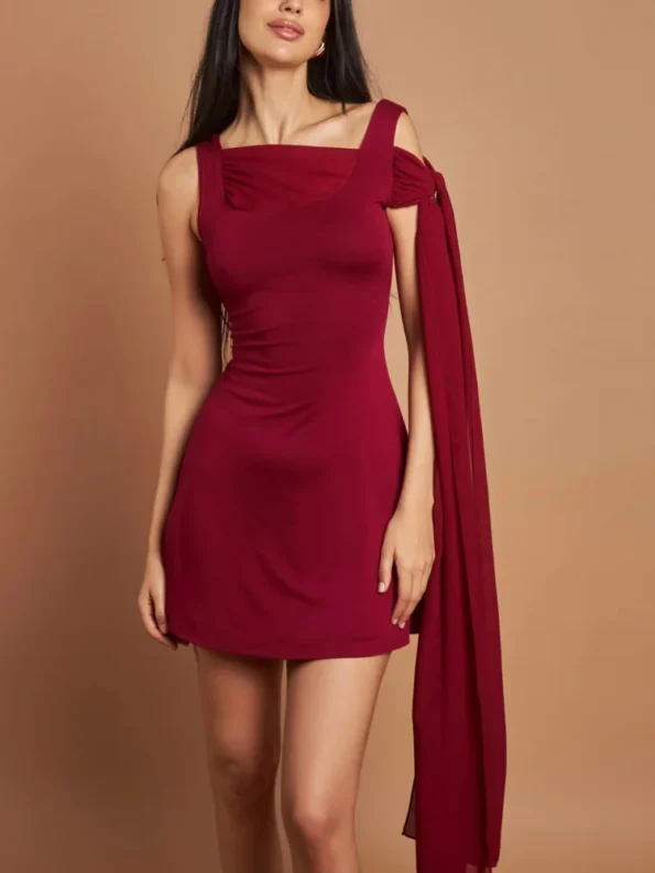 elegant wine red bodycon mini dress relaxed chic look