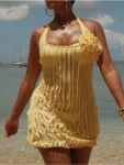 Blue & Yellow Floral Halter Dresses.webp