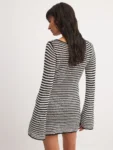 Striped Knit Mini Dress Street Look