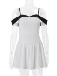 White and Black Off-Shoulder Mini Dress.webp