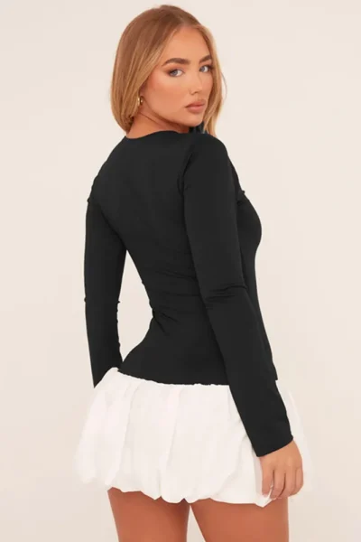 Patchwork sexy mini dress studio shot