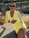 Hollow-Out Yellow Mini Dress.webp
