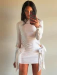 White Cutout Bow Mini Dress.webp