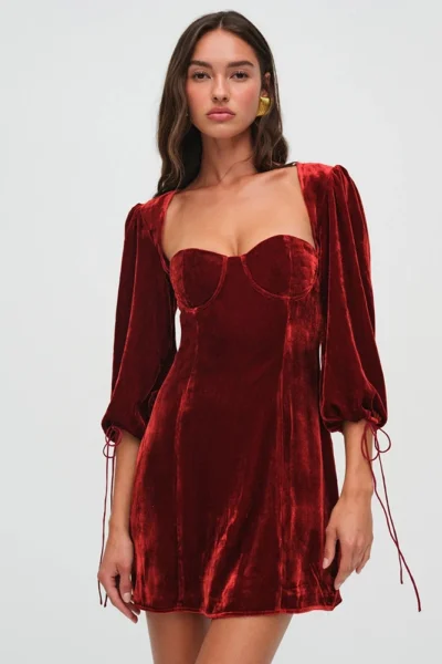 Velvet square neck backless mini dress front view