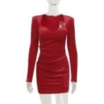 Red velvet bodycon mini dress.webp