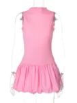 Pink Sleeveless Pleated Mini Dress.webp