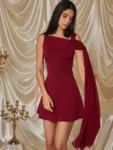 Elegant Wine Red Bodycon Mini Dress