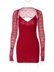 Lace backless bodycon mini dress front.webp