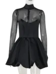 turtleneck sheer long sleeve mini dress.webp