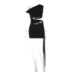 Hollow Out Black Mini Dress Front
