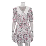 Vintage White Floral Dress – Puff Sleeve & Ruffled Hem Elegant Outfit